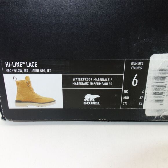 NEW Sorel Women's 6 Hi Line Lace Booties Boots Shoes Brown Geo Yellow Black - Picture 12 of 12